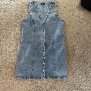 Denim Button-Down Sleeveless Dress